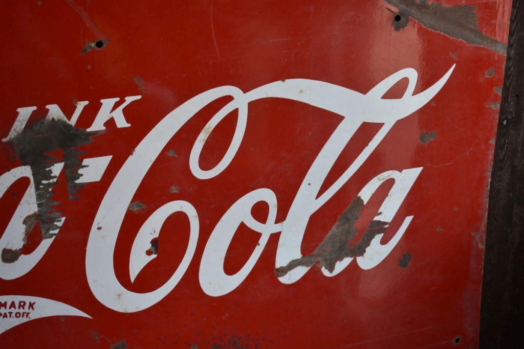 VINTAGE COKE COCA COLA SIGN, PORCELAIN, 60" x 36"