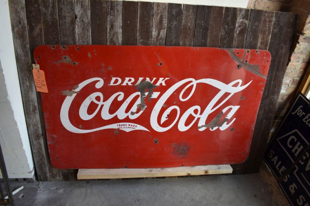 VINTAGE COKE COCA COLA SIGN, PORCELAIN, 60" x 36"