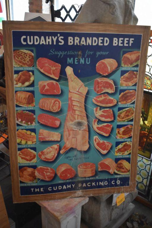 VINTAGE CUDAHY PACKING CO. MEAT SIGN BOARD