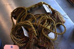 (3) LARGE AND (2) SMALL GOLD BRAIDED ROPES WITH TASSLES