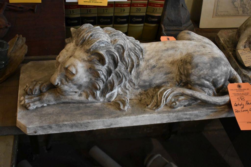 ARTISTIC PAIR OF RECLINING LIONS