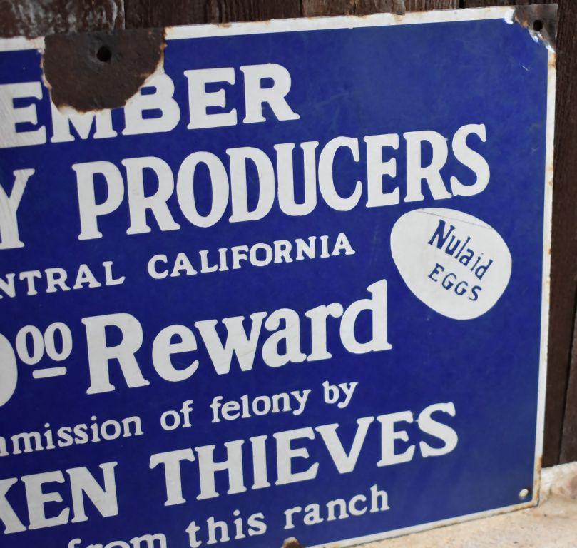 MEMBER POULTRY PRODUCERS "CHICKEN THIEVES" SIGN,