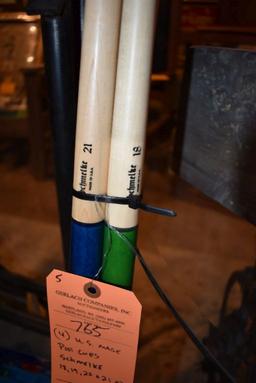 (4) U.S. MADE POOL CUES, SCHMELKE, 18,19,20 AND 21 OZ.