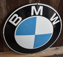 ROUND PORCELAIN BMW SIGN, TAC AUTHENTIC DEALERSHIP,