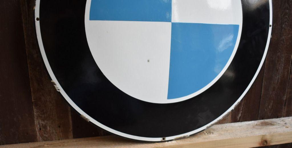 ROUND PORCELAIN BMW SIGN, TAC AUTHENTIC DEALERSHIP,