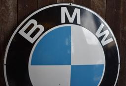 ROUND PORCELAIN BMW SIGN, TAC AUTHENTIC DEALERSHIP,