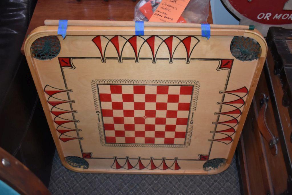 CHECKERS TABLE/GAME BOARD WITH CORNER POCKETS,