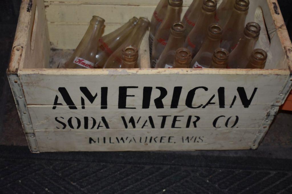 AMERICAN SODA WATER CO. CRATE WITH (16) BOTTLES