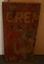 PARTIAL SIGN - LEFT SIDE OF WOOD CREMO CIGAR WOOD SIGN,