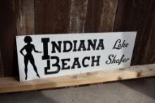 INDIANA BEACH EMBOSSED METAL SIGN, 28" x 10"