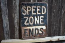 SPEED ZONE ENDS METAL SIGN, EMBOSSED, 24" x 18"
