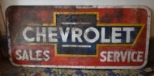 DOUBLE SIDED "CHEVROLET SALES SERVICE SIGN,