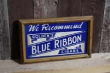 GOLDENS BLUE RIBBON CIGARS FRAMED SIGN, 11" x 7"