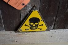 SKULL & CROSSBONES TRIANGLE NAZI METAL SIGN, 7 1/2" X 6 1/2"