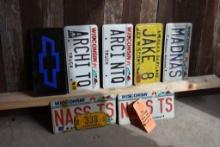 (8) ASSORTED LICENSE PLATES, SOME PERSONALIZED