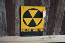 FALLOUT SHELTER METAL SIGN, 14" x 10"