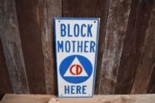 CIVIL DEFENSE BLOCK MOTHER CD HERE SIGN, 7" x 15 1/2"