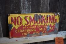 NO SMOKING CEDARBURG MUTUAL FIRE DEPARTMENT, 19 3/4" X 9"