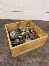LOT OF ASSORTED TOOL AND DIE PARTS, WHEELS, ETC.