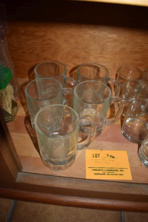 (5) GLASS BEER MUGS, 5-1/2" X 3-1/4"W