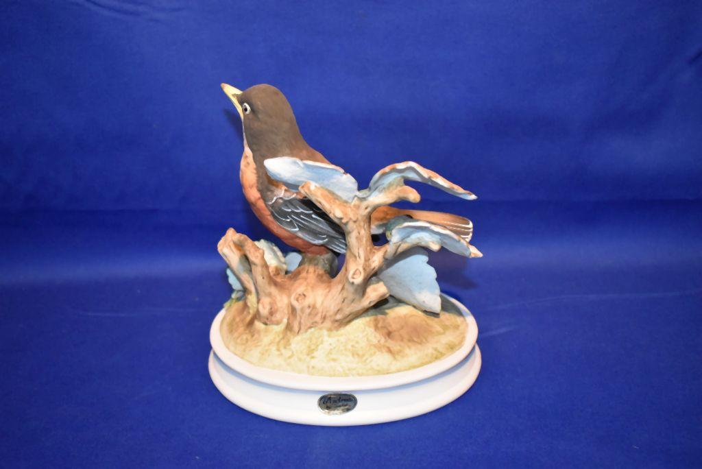 BISQUE PORCELAIN ROBIN FIGURINE BY ANDREA SADEK,