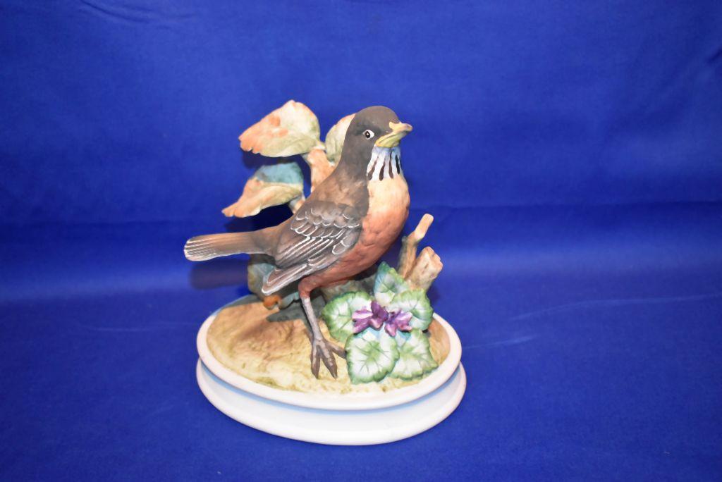 BISQUE PORCELAIN ROBIN FIGURINE BY ANDREA SADEK,