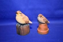 (2) VINTAGE DANBURY MINT BIRD FIGURES, 1-BABY SONG