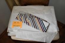 (4) CASSANDRA WHITE TABLE MATS, (4) STRIPED VERA