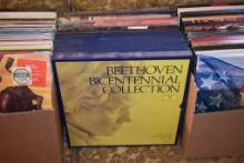 BOX W/12 VINYL RECORDS: BEETHOVEN, ARTHUR FIELDER, ETC.
