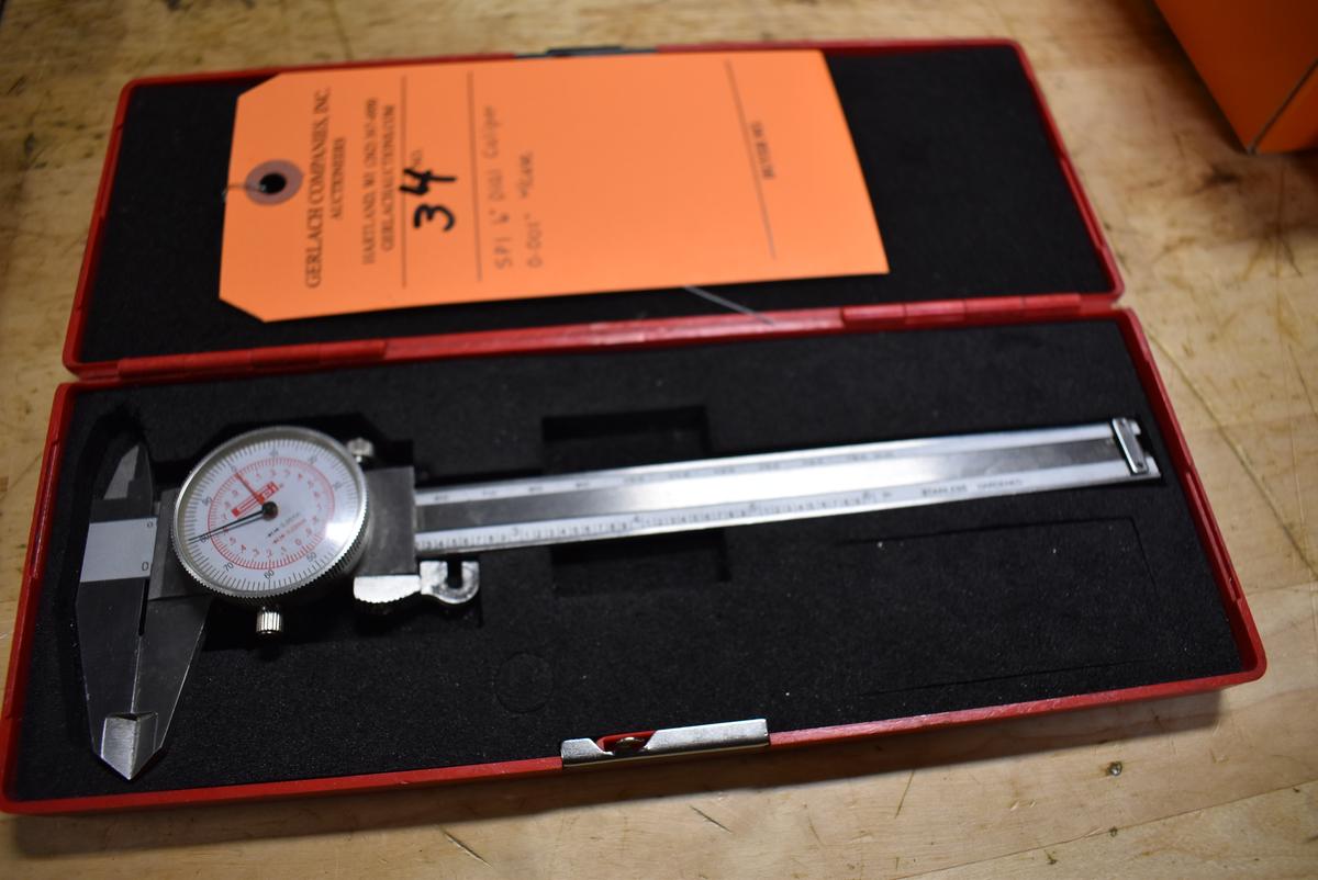 SPI 6" DIAL CALIPER, 0.001" WITH CASE