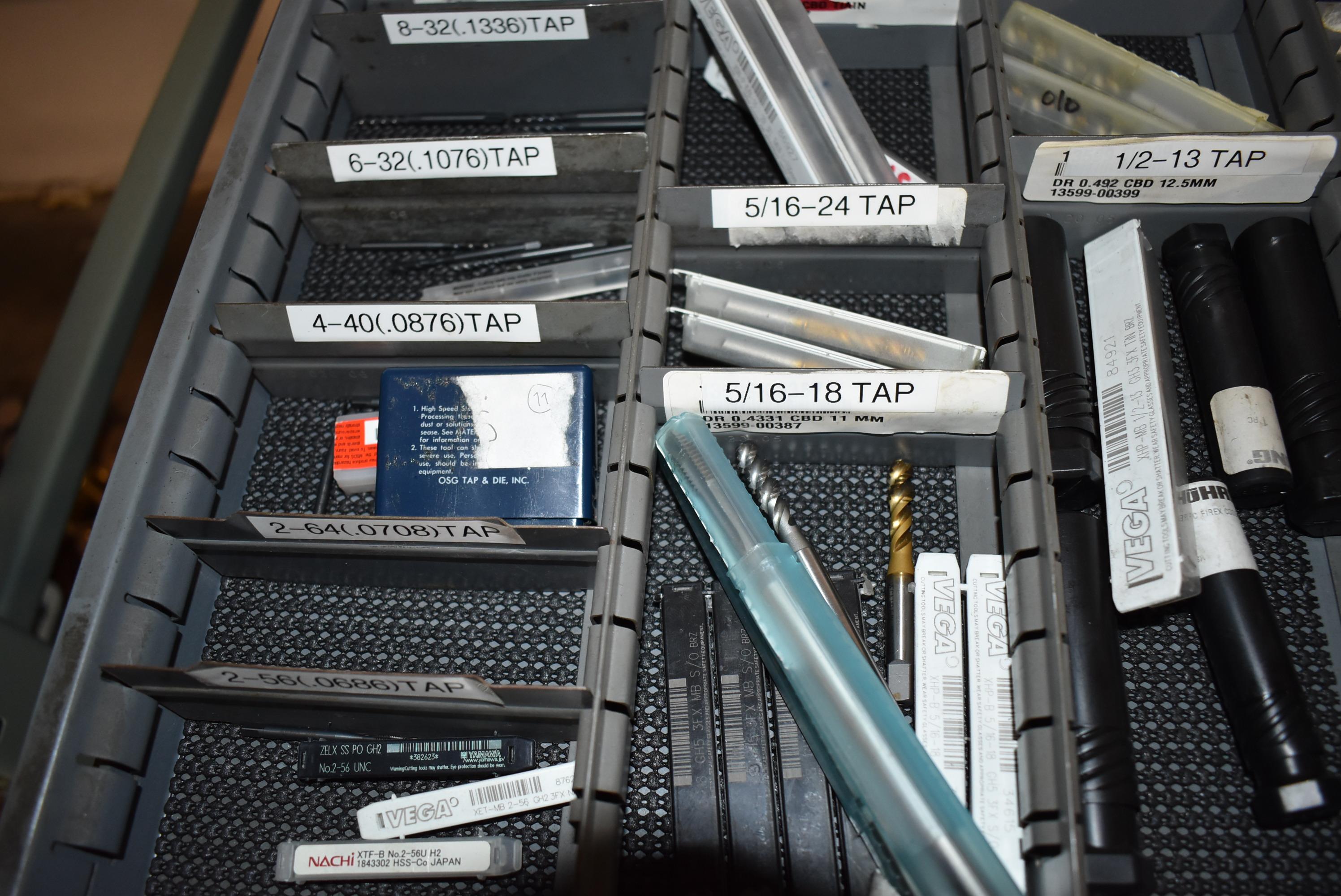 ASSORTED TOOLING IN THIS DRAWER; TAPS AND