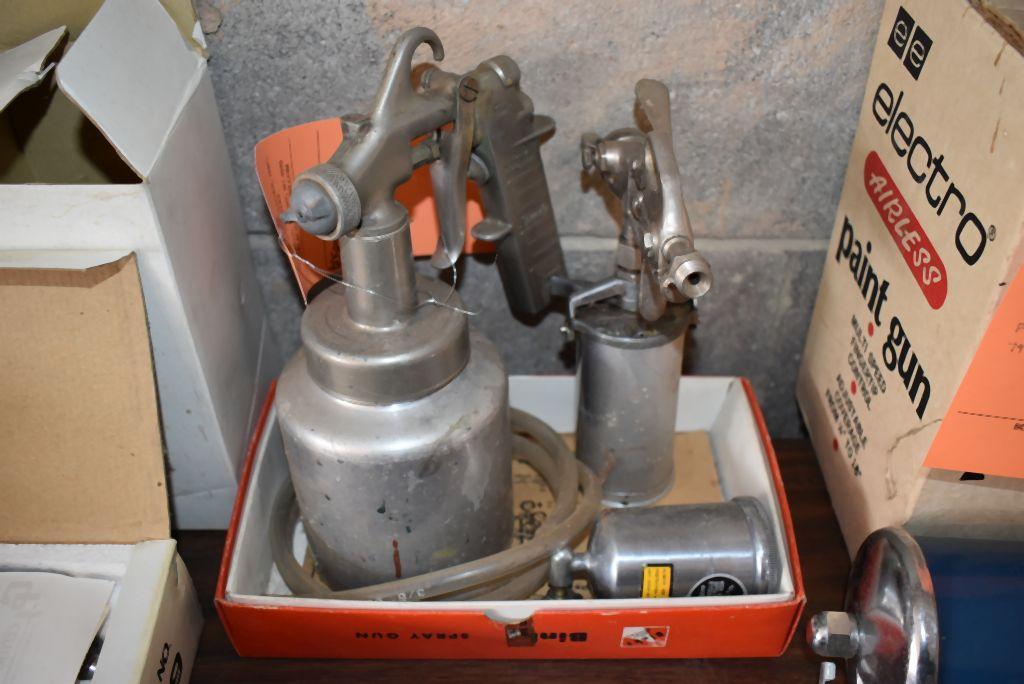 (2) SPRAY GUNS & AIR PRESSURE UNITS