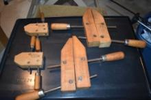 (4) CLAMPS; (2) 4" JORGENSEN WOOD CLAMPS AND