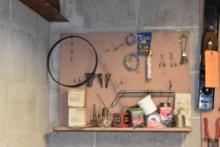 TOOL BOARD W/BRAZING TIPS, ROLLS OF SOLDER, ETC.