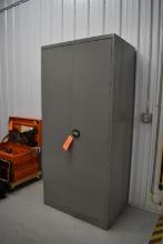 GREY METAL 2 DOOR STORAGE CABINET, APPROX. 24" X 36"