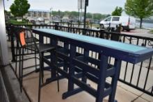 BLUE/TEAL COMPOSITE COUNTER/BAR HEIGHT TABLE WITH