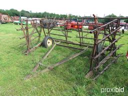 Folding section harrow on cart