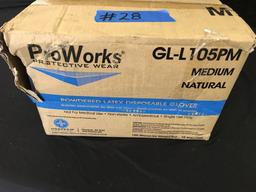 Proworks Powdered Latex Disposablf Gloves 10 boxes of 100 gloves