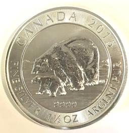 2015 Canada 1.5oz .9999 Fine Silver 8 Dollars Coin PERFECT Condition