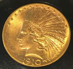 GOLD 1910-D $10 Indian Head Gold Coin Estimated MS