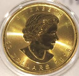 GOLD 2016 $50 Dollar Canada 1 oz Gold Maple Leaf UNC Estimated MS