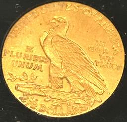 GOLD 1909 Indian Head $2.50 Gold Coin AU+