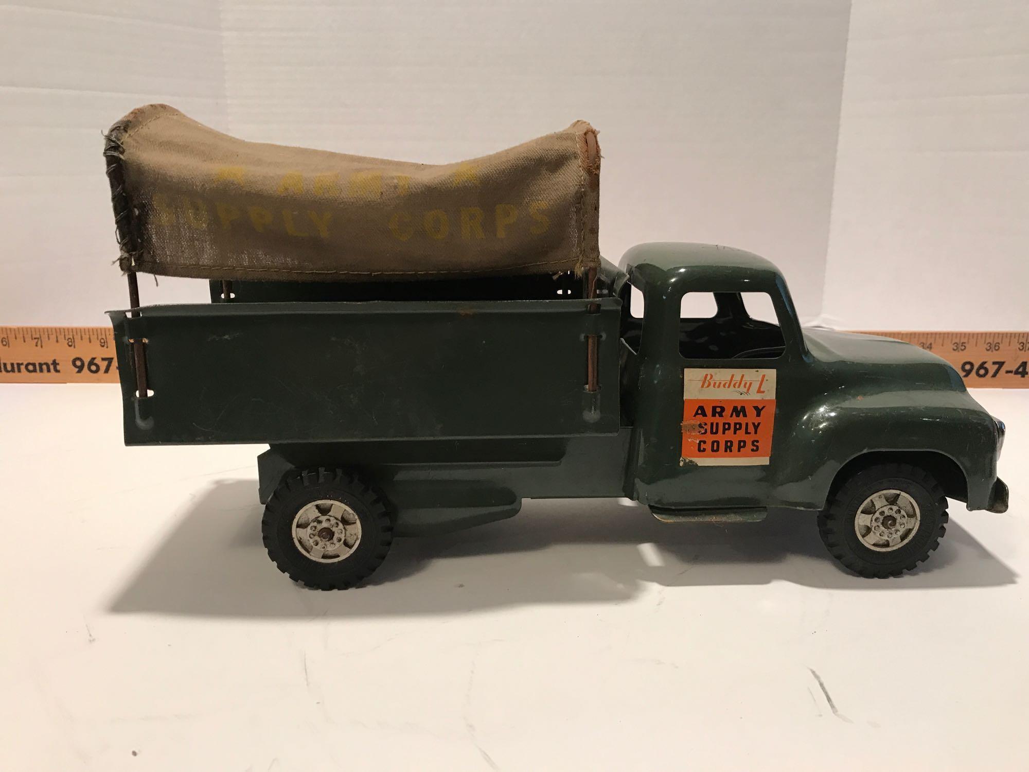 Buddy L Army Supply Corps with Canvas Top-Nice Original Condition