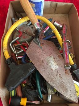 Box of Misc. Containing screwdrivers, tapes measure and more