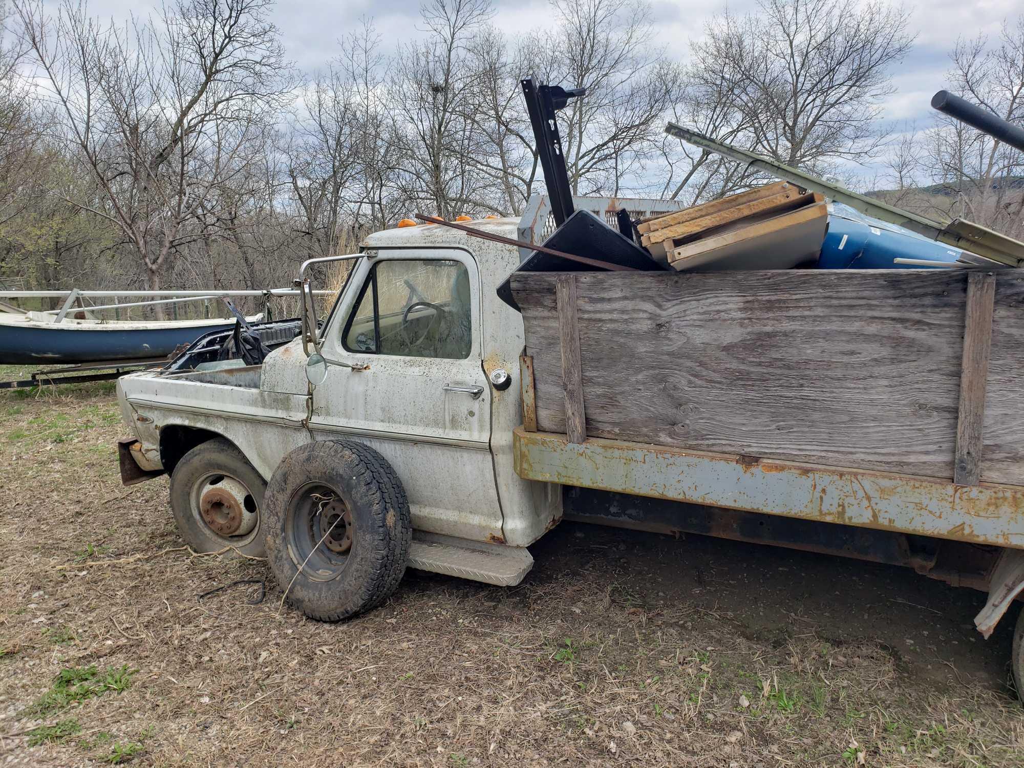 Dump Truck ( box filled with miscellaneous scrap) NO ENGINE