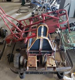 2 Go kart frames, all tires on one, & parts