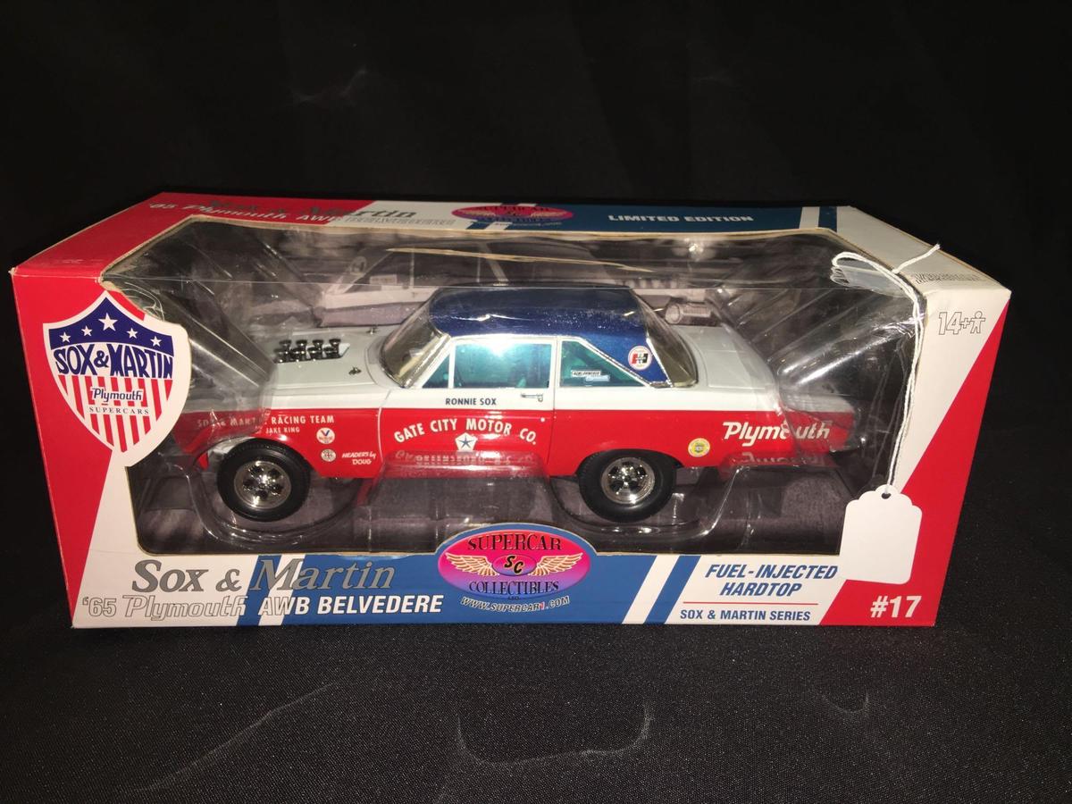 1/18th Super Car Collectables 65 Plymouth AWB Belvedere Sox and Martin Car NIB