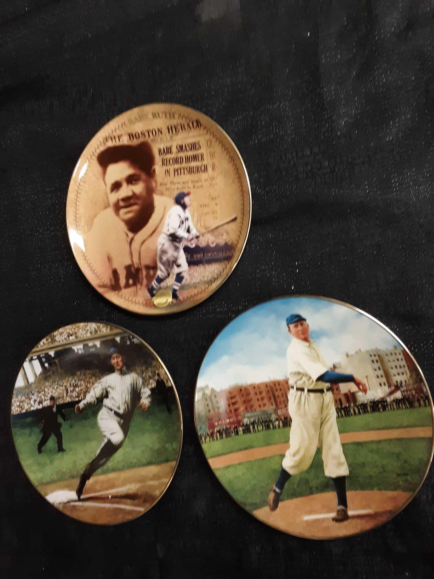 Babe Ruth the final home run plate, CY Young the perfect game plate, Ty Cobb the Georgia Peach plate