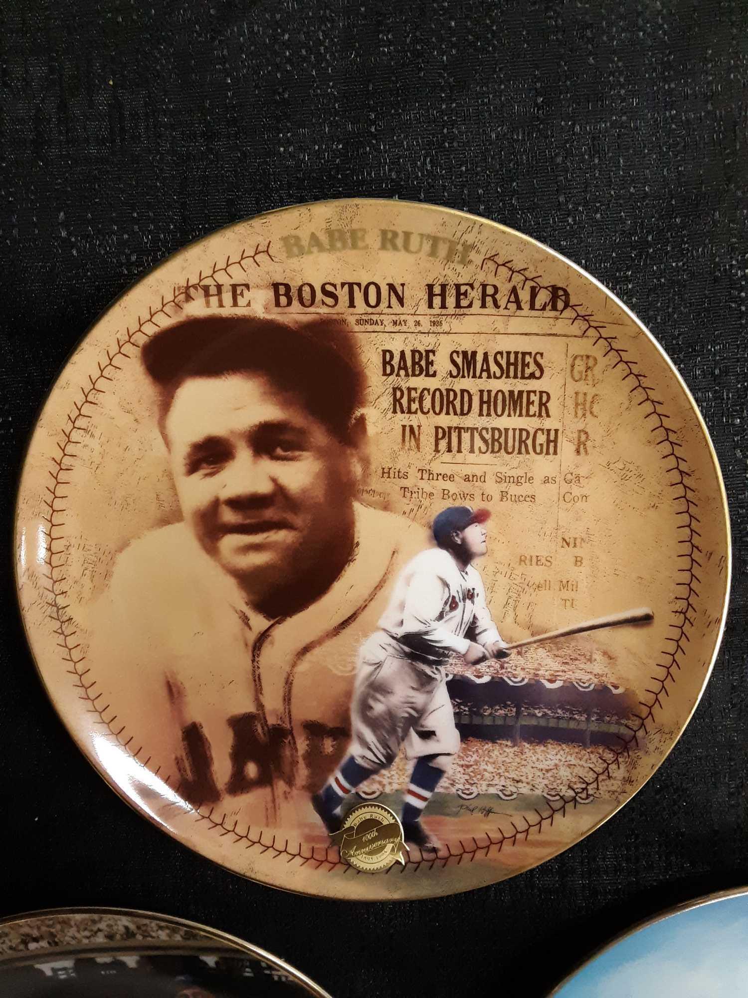 Babe Ruth the final home run plate, CY Young the perfect game plate, Ty Cobb the Georgia Peach plate