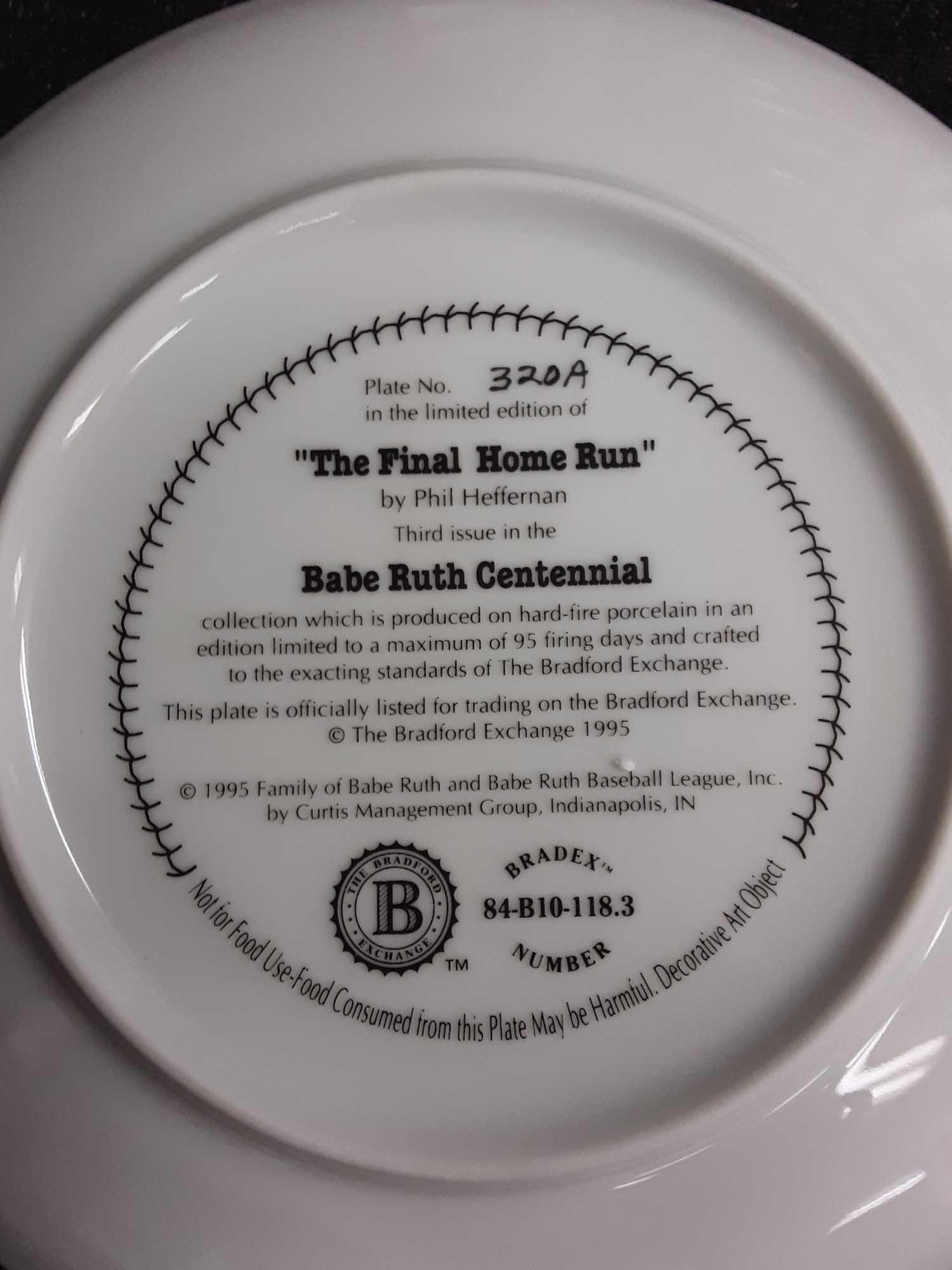 Babe Ruth the final home run plate, CY Young the perfect game plate, Ty Cobb the Georgia Peach plate